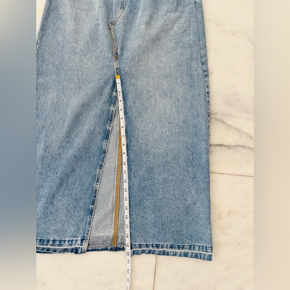 VTG Rifle Denim Maxi Skirt Light Wash Front Slit Womens 10 Boho Hippie Grunge - Picture 8 of 9